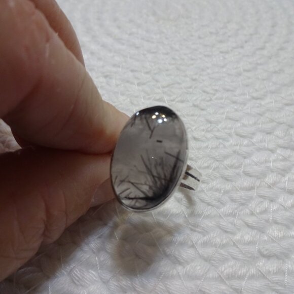 Natural TOURMALINE QUARTZ Handmade Sterling 925 Ring Size 12.5 #786C - Picture 3 of 3